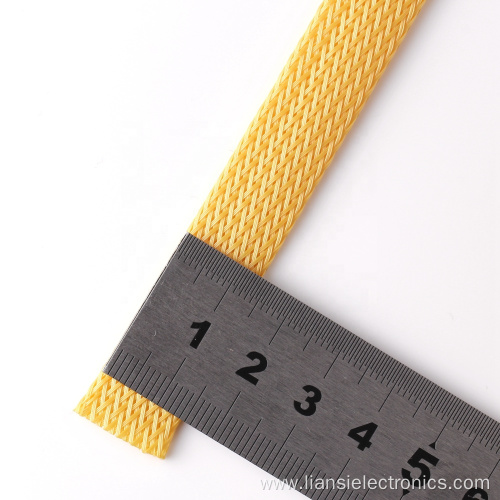 Yellow Expandable automotive braided wire sleeve